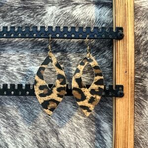 Faux leather Leopard Print Teardrop Earrings